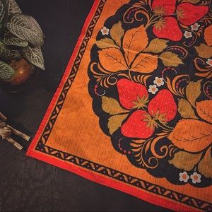 VINTAGE- mid century modern - 70s aesthetic - bandana - place setting - textile